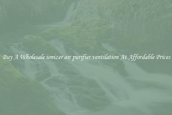 Buy A Wholesale ionizer air purifier ventilation At Affordable Prices